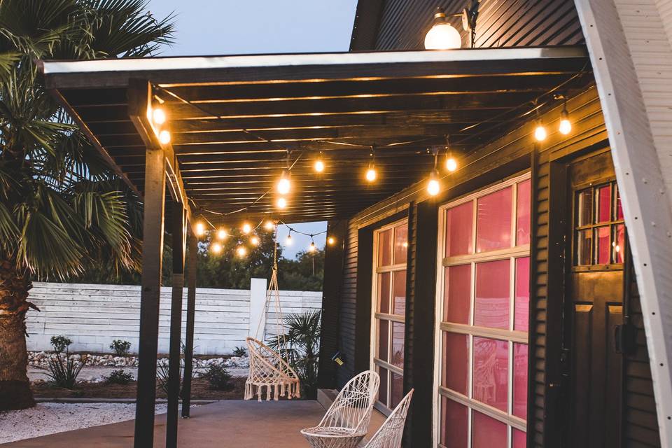 Front patio at sunset