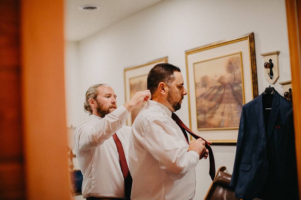 Dressing the groom