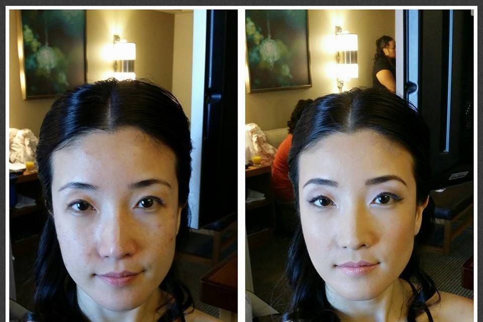 Before and after the makeup look
