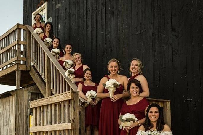 The bride with her bridesmaids