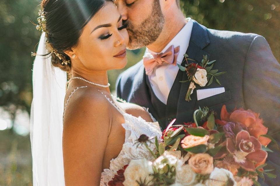 Burgundy and dusty rose bridal