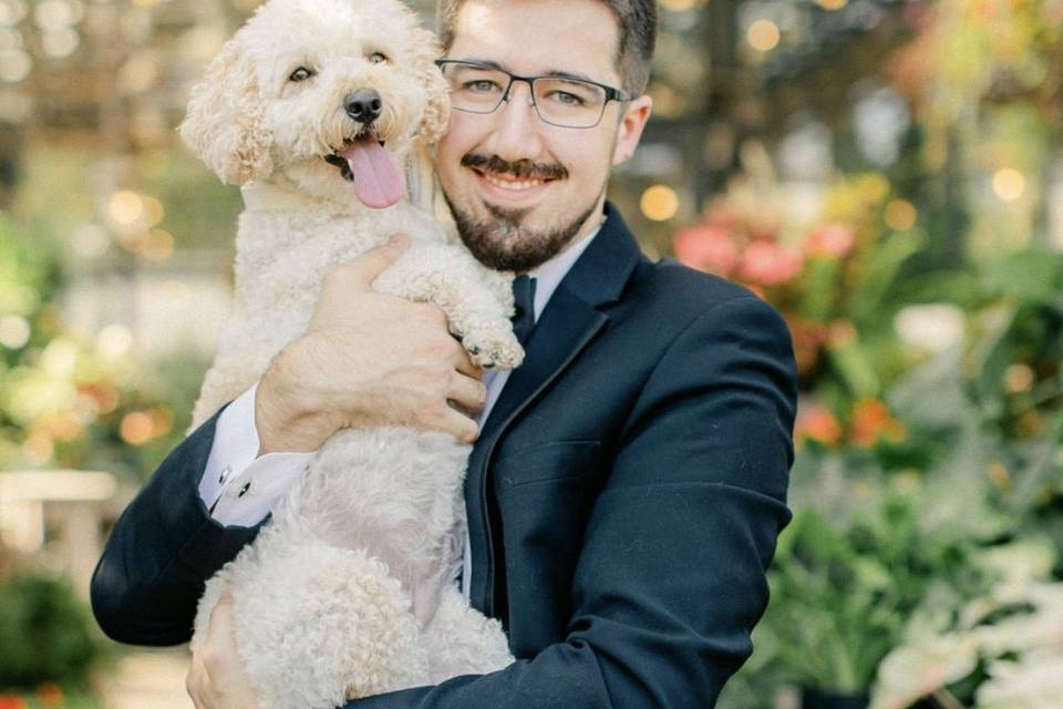 Groom and puppy
