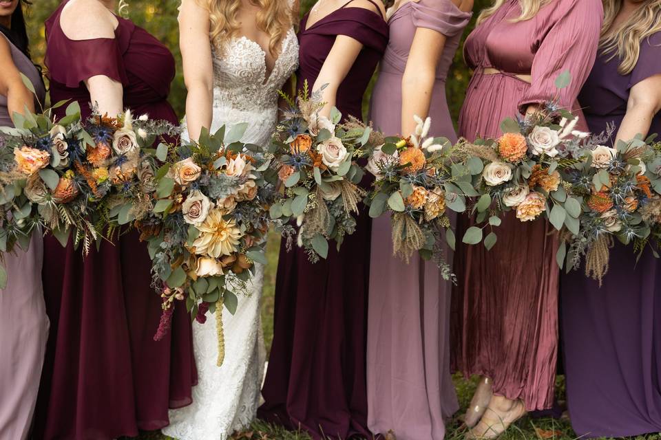 Dusty mauve and fall bouquets