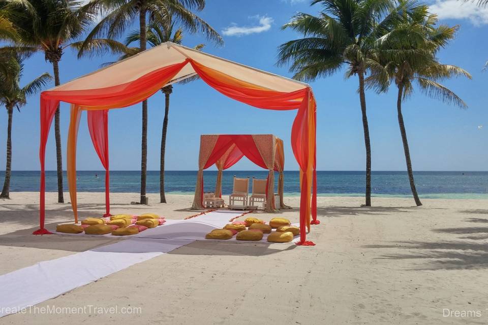 Beach wedding setup