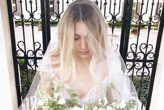 The bride holding her bouquet
