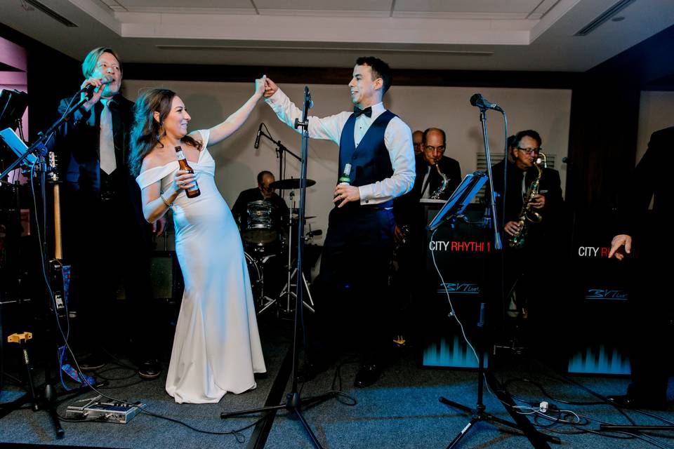 Couple takes the stage