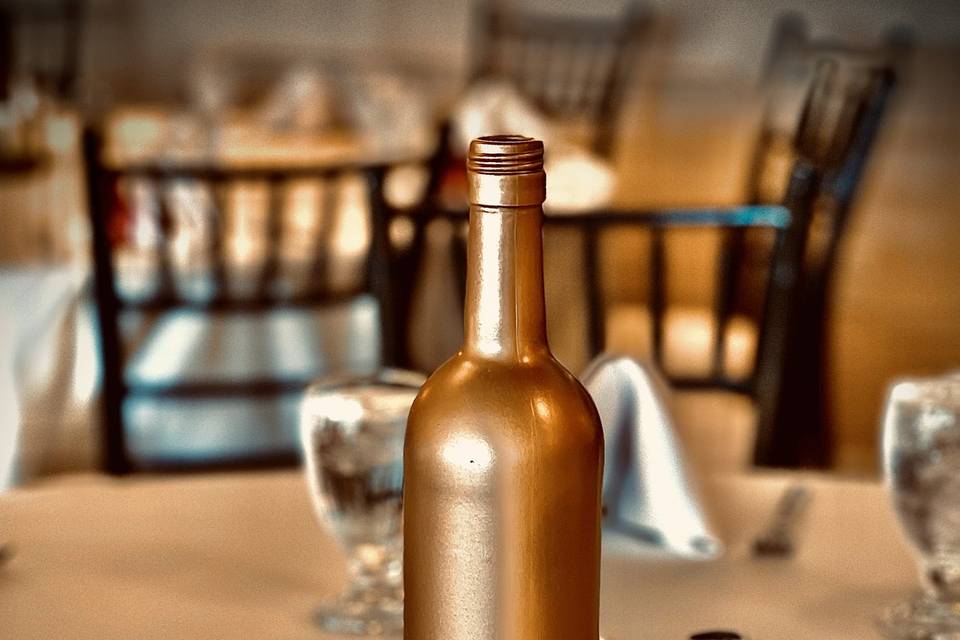 Gold wine bottle decor