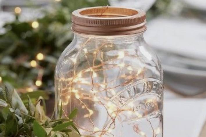 Fairy lights with glass vases