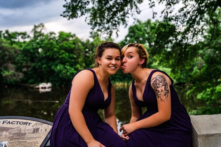 Sister Bridesmaids having fun