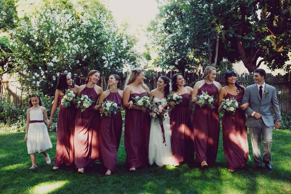 Bride with bridesmaids