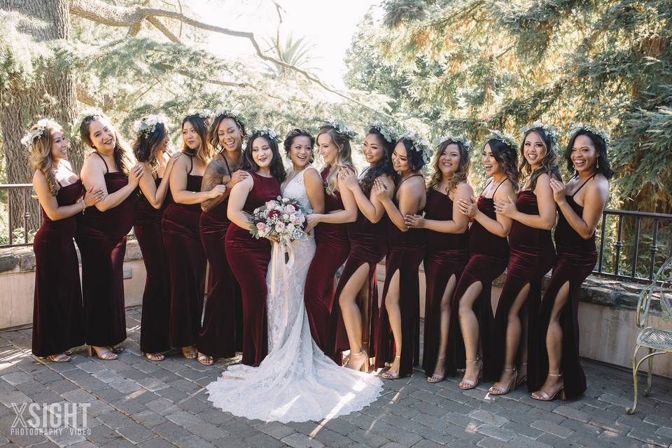 Bride with bridesmaids