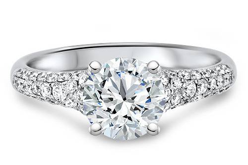 Tapered pavé diamond engagement ring.
