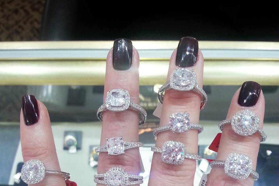 A. Jaffe Quilted collection engagement rings.
