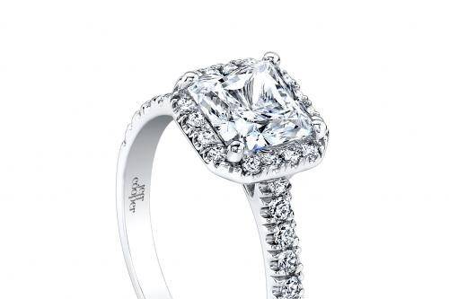 Cushion halo engagement ring by Jeff Cooper Designs. One of our best-sellers!