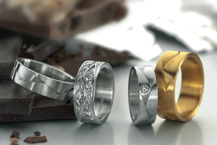 Uniquely styled men's wedding bands from Furrer Jacot.
