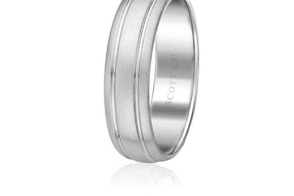 Traditional men's wedding band designed by Scott Kay.