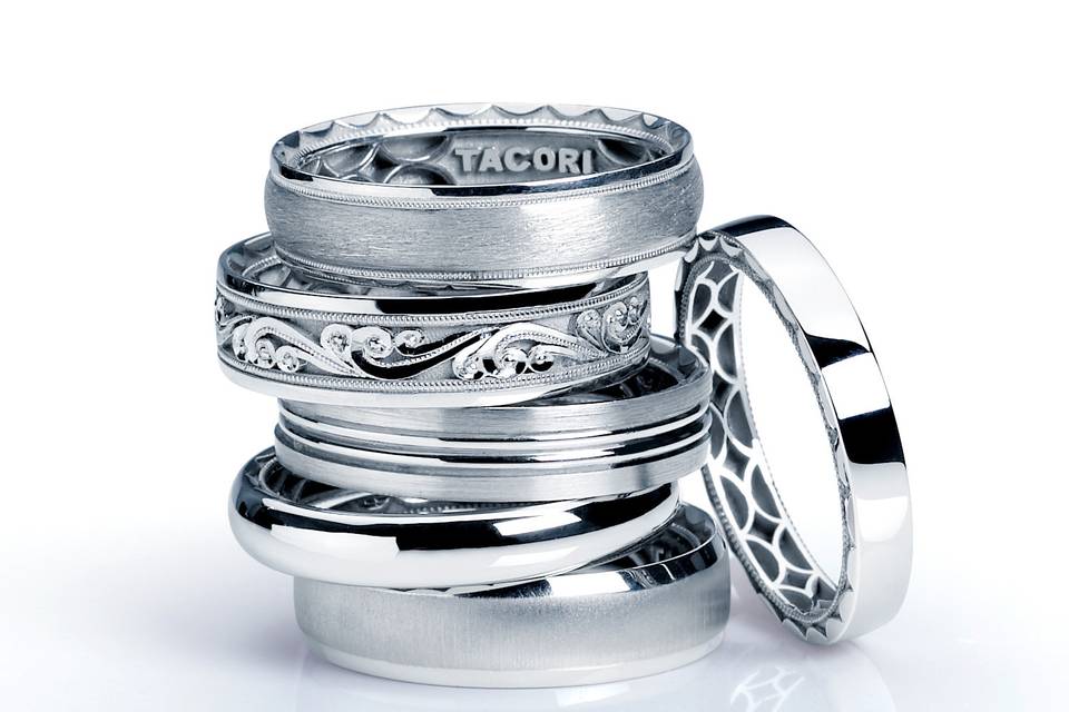Men's wedding bands from Tacori are just as unique and detailed as the ladies' rings.