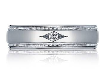 Unique men's wedding band from Tacori featuring a small round diamond.