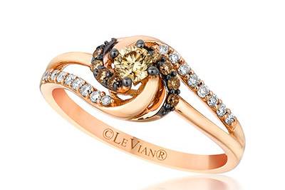 A unique rose gold ring with chocolate and vanilla diamonds from Le Vian.