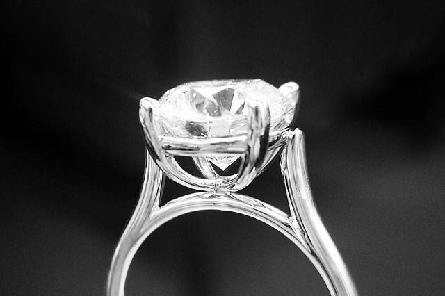 A very elegant solitaire cathedral engagement ring for a large diamond.