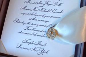 Letterpress wedding invitation in custom silk box