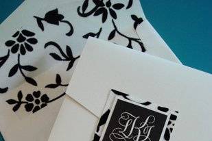 Black & white monogram wedding invtation