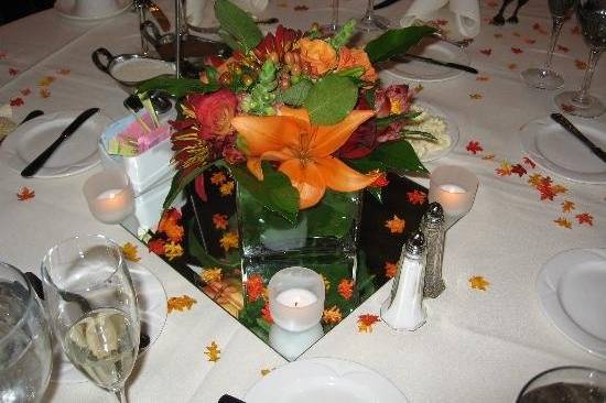 Table setup with centerpiece