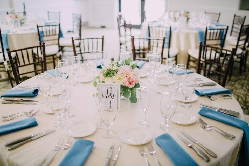 Table setup with centerpiece