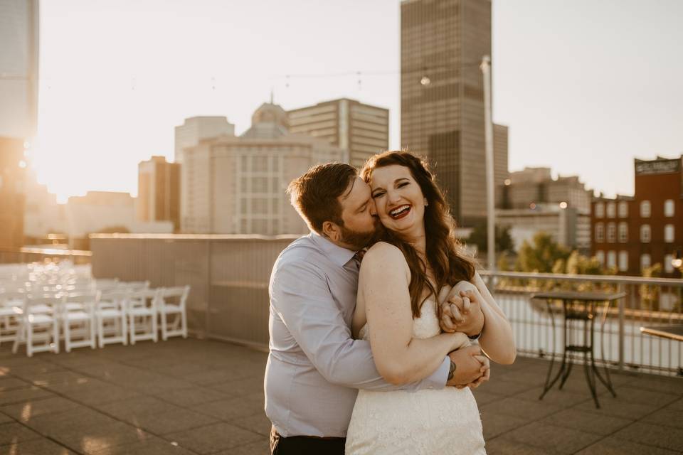 Skyline Rooftop Couple