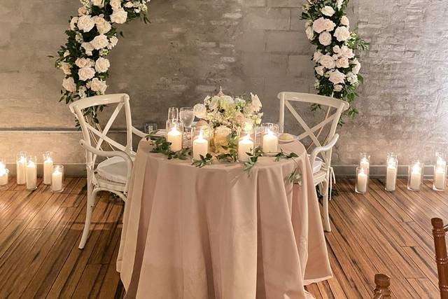 White, blush and green theme