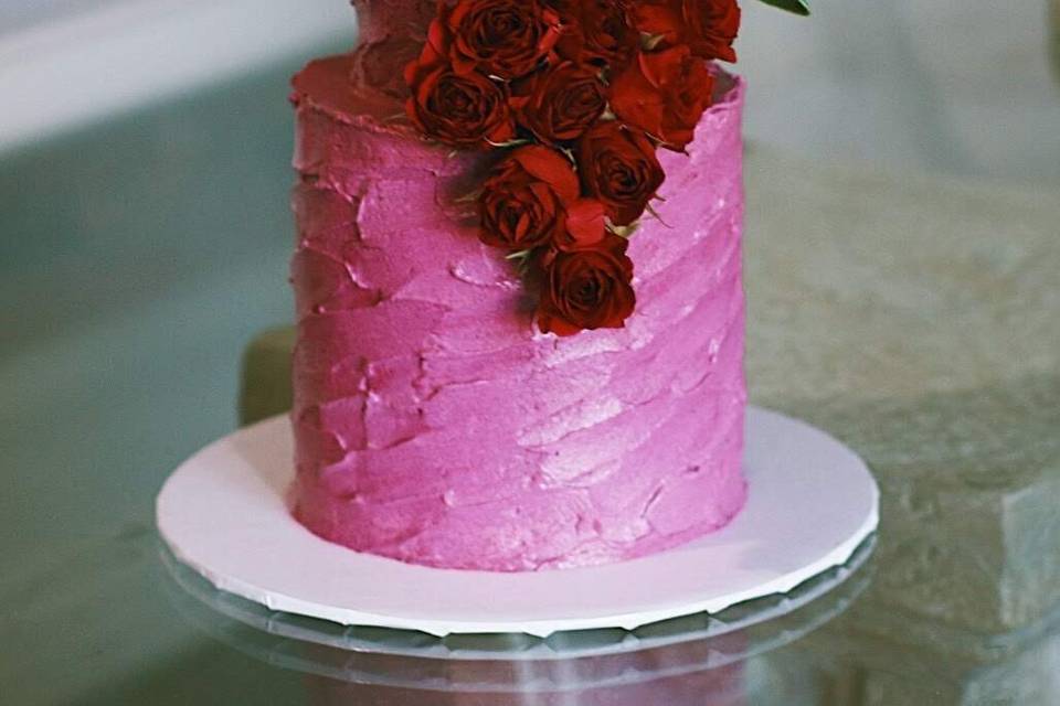 Pink and white cake