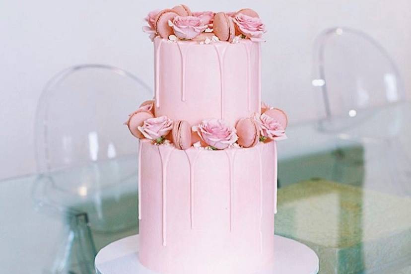 Two-tier pink cake