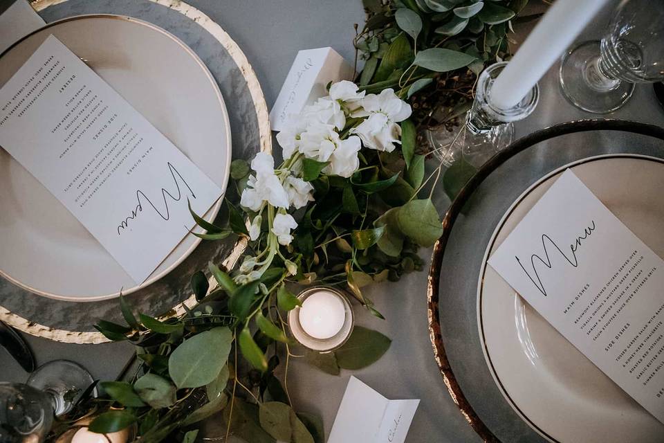 Tablescape and menu cards