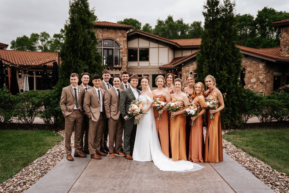 Wedding party in orange
