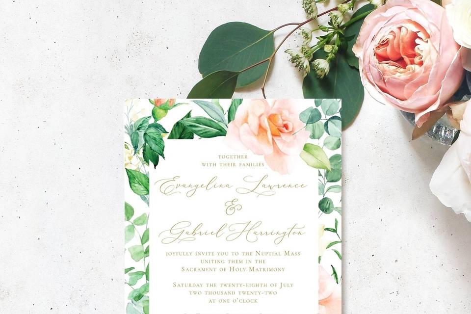 Lush, Floral Invitation