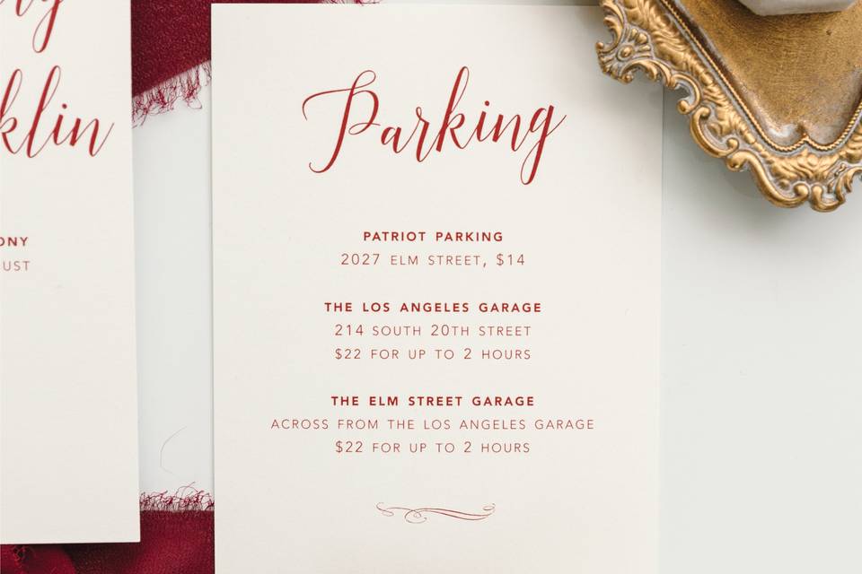 Burgundy Parking Card