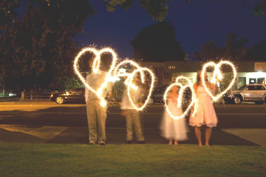 Sparklers in heart shapes