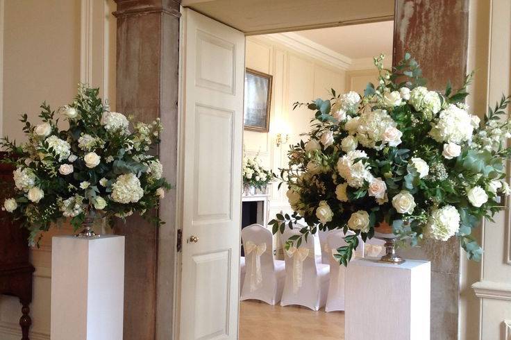 Church entrance flowers