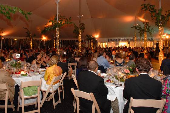 Outdoor tented wedding reception