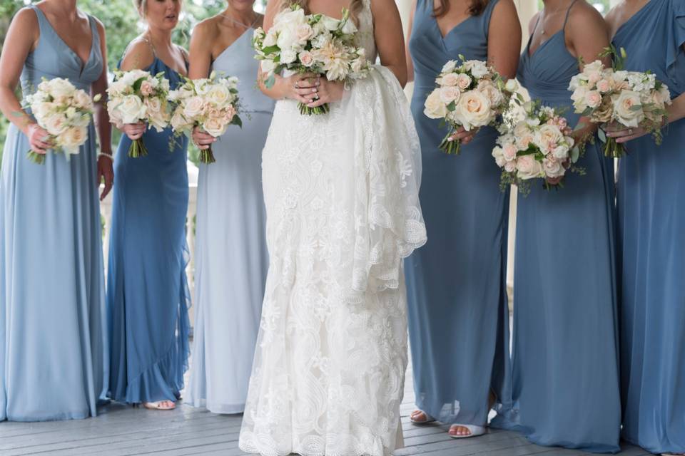 Bride with her bridesmaids