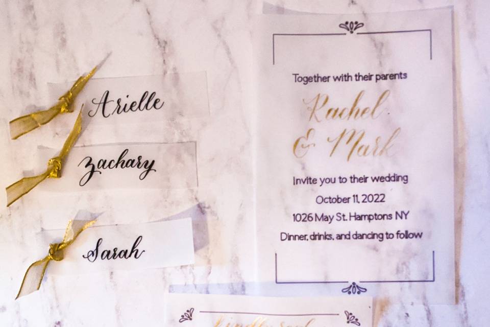 Invitation and placecards