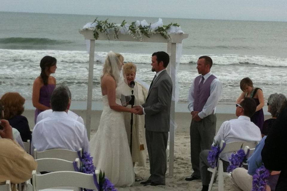 Beach wedding ceremony