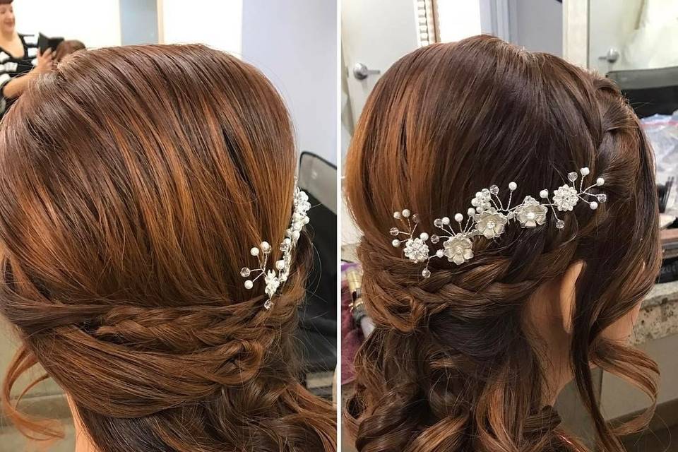Bride sera's hair #bridalhair #braidwithwaves #ocbridalhairmu #lisaleming #braidedsidedo