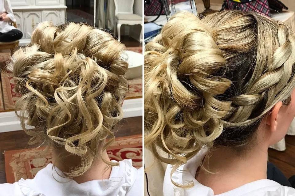 Did hair for my friend and bride lisbeth today? #Ocbridalhairmu #lisaleming #kenraprofessional #braidedupdo #braidedupdowithcurls #bridalhair #weddinghair