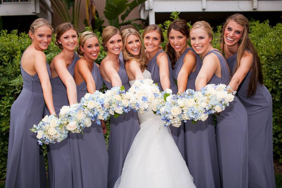 The bride with her bridesmaids