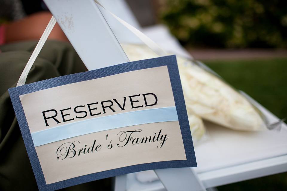 Reserved seats for the bride's family