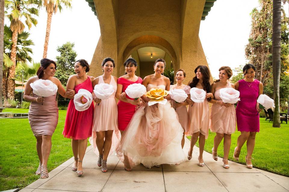 The bride with her bridesmaids