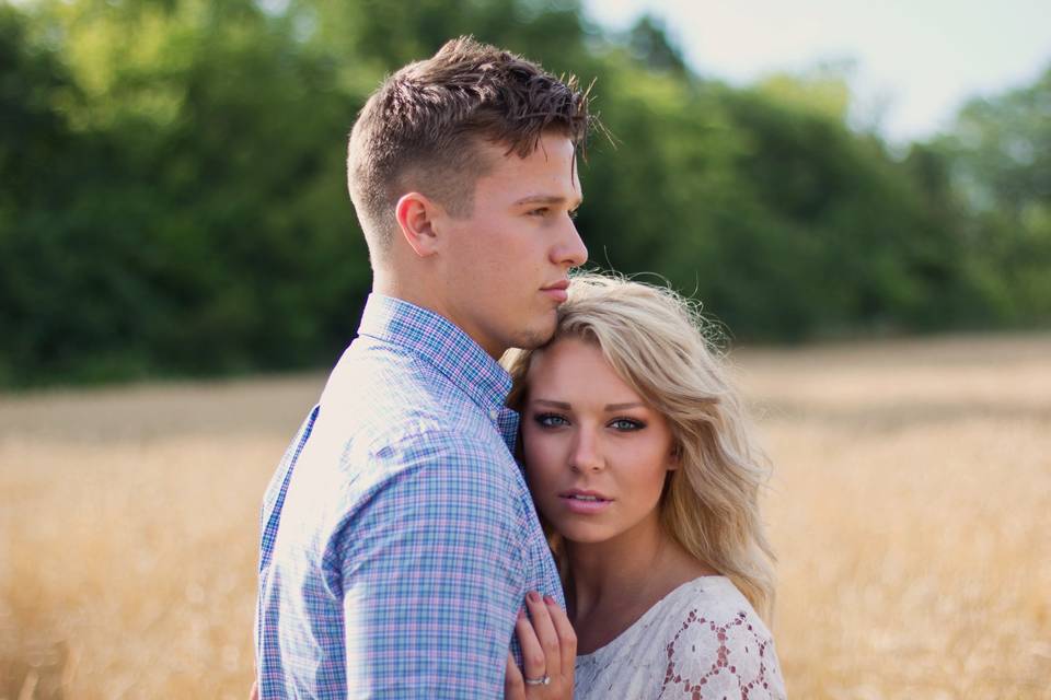 Engagement Photo Session. Wheat Field Summertime Photo.