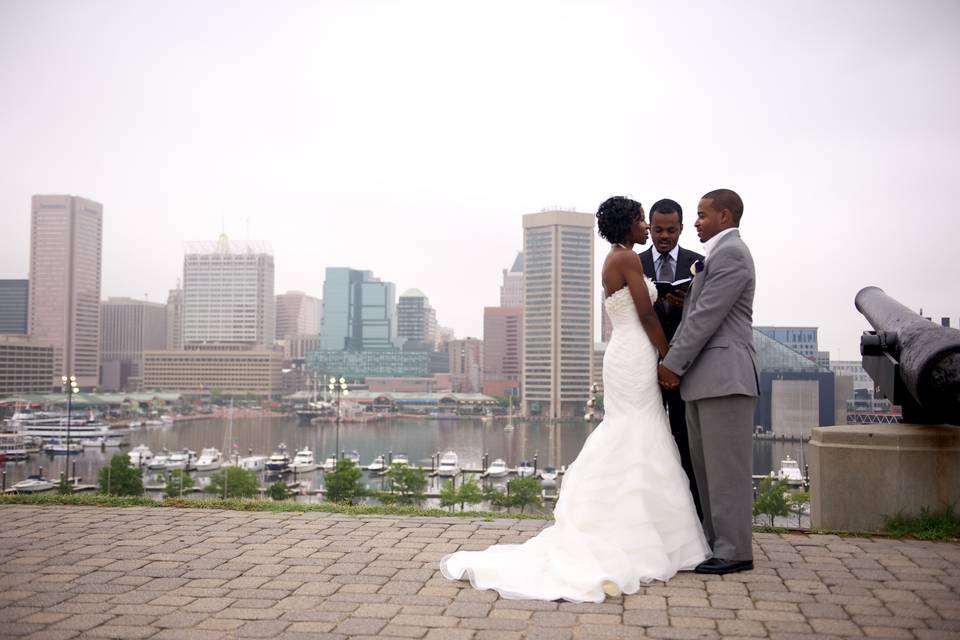 Rooftop wedding ceremony