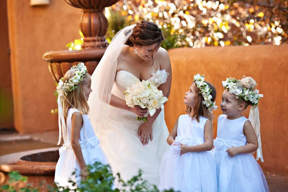 The bride with the little girls